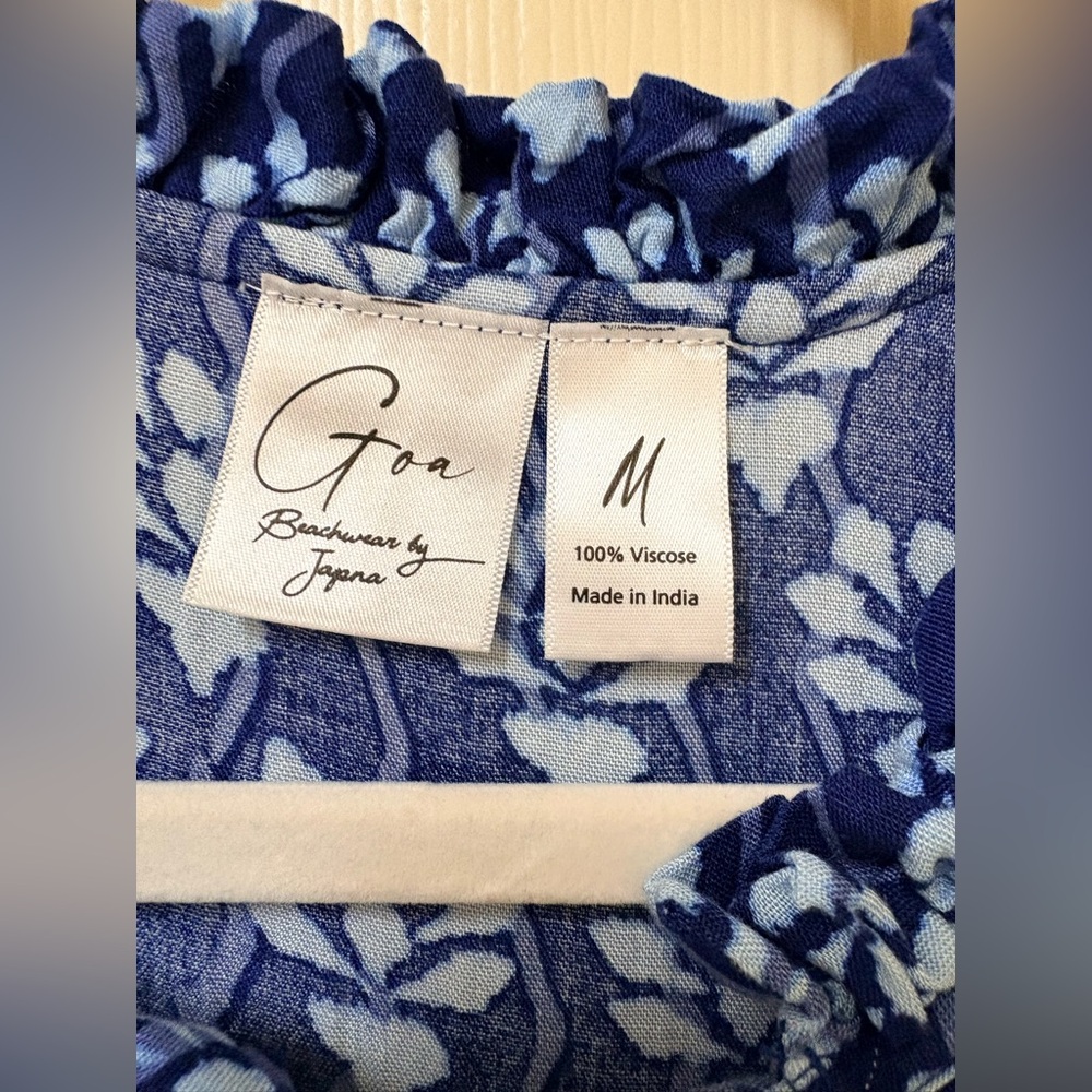 Goa Beachwear by Japna Navy Floral Sleeveless Maxi Dress Medium - Picture 5 of 7